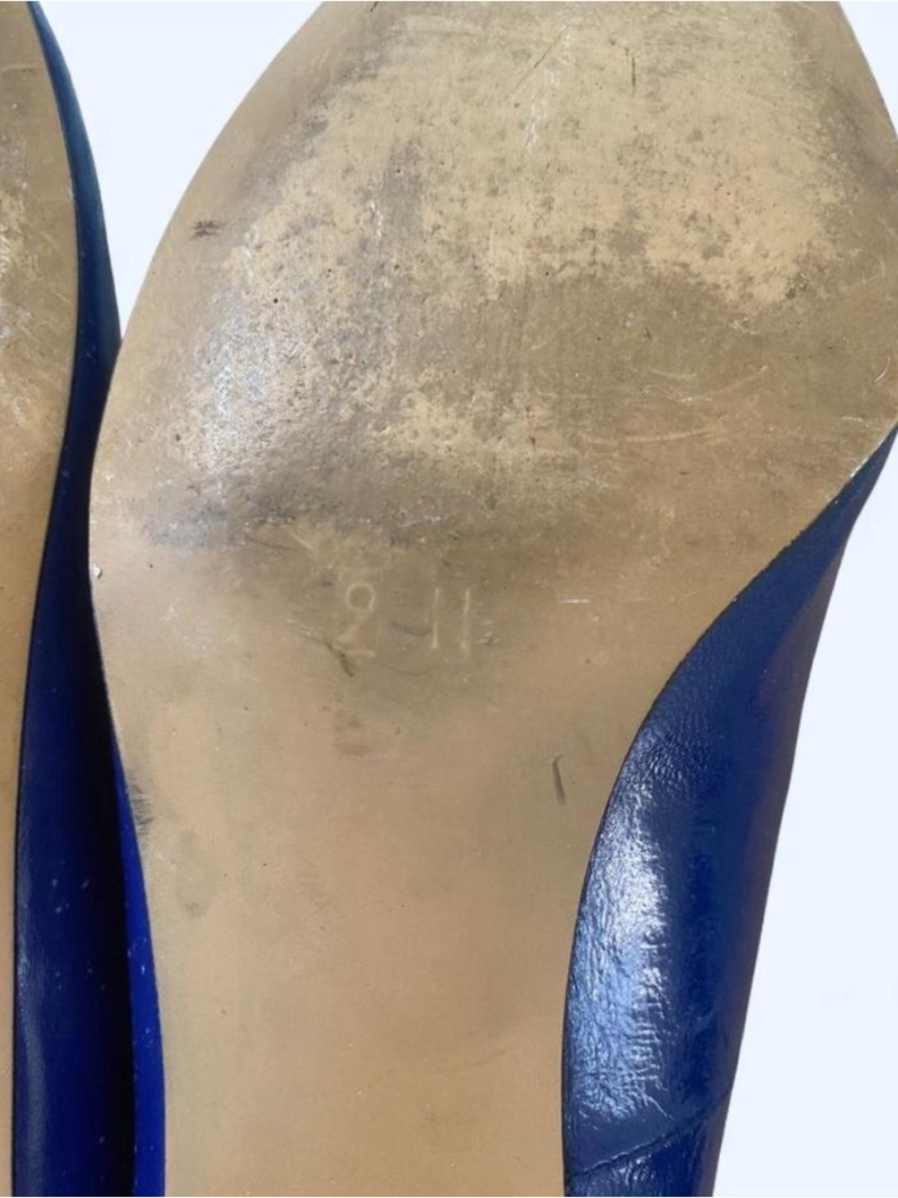 Vintage Liz Claiborne Cobalt Blue Leather Kitten Heels 9 N Spain Pointed Toe - Picture 6 of 6